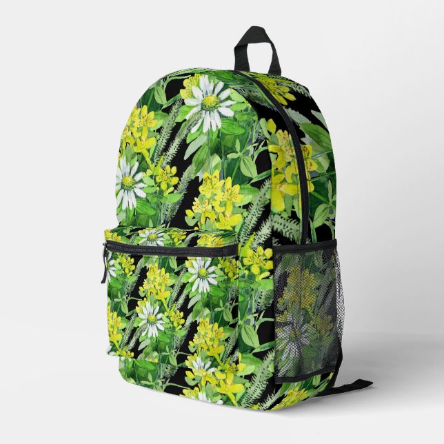 Wildflower Meadow pattern Printed Backpack (Back Corner Right)