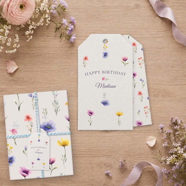 Wildflower Meadow Personalised Birthday Gift Tag (Creator Uploaded)