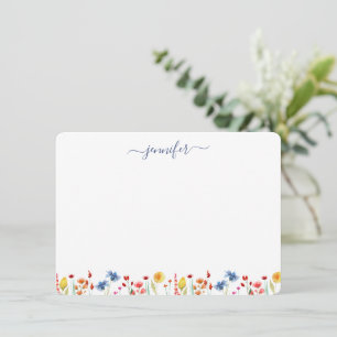 Wildflower Meadow Personalised Blue Script Card