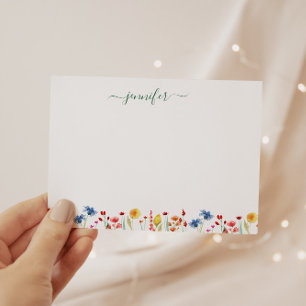 Wildflower Meadow Personalised Green Script Card