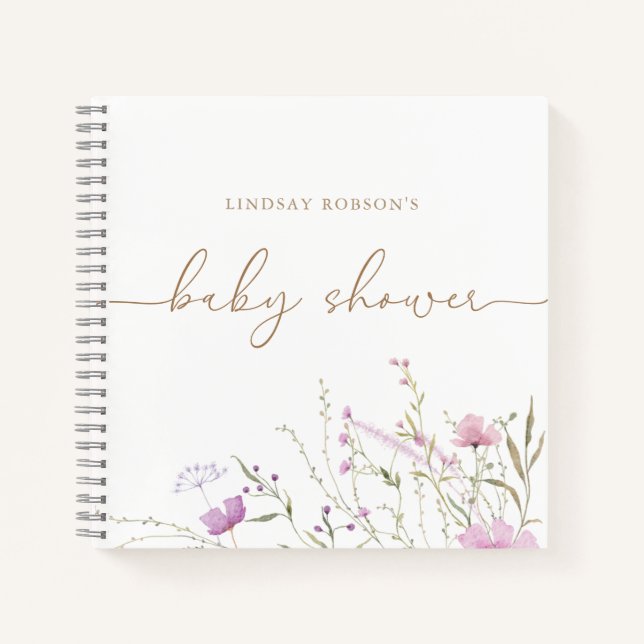 Wildflower Meadow Personalised Shower Guest Book (Front)