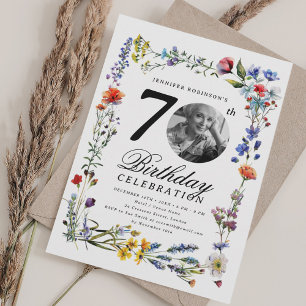 Wildflower Meadow Photo 70th Birthday Party Invitation