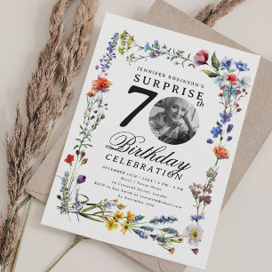Wildflower Meadow Photo SURPRISE 70th Birthday  Invitation