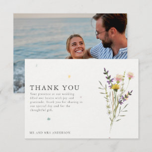 Wildflower Meadow Photo Wedding Thank You  Card