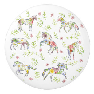 Wildflower Meadow Ponies Ceramic Knob