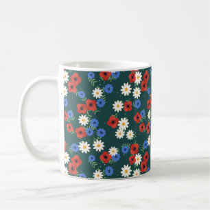 Wildflower Meadow Poppies Daisies Pattern Coffee Mug