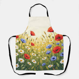 Wildflower Meadow Poppy Pattern Apron