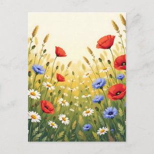 Wildflower Meadow Poppy Pattern Postcard