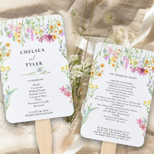 Wildflower Meadow Pretty Floral Wedding Program Hand Fan