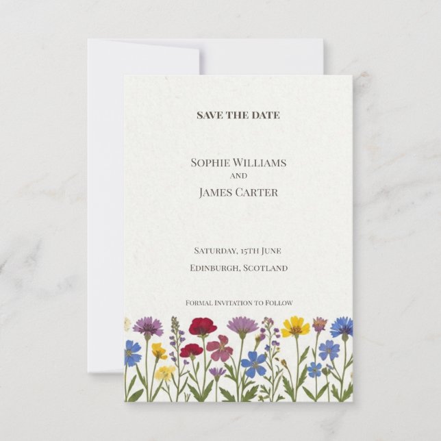 Wildflower Meadow Save The Date Card (Front)