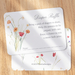 Wildflower Meadow, Spring Baby Girl Diaper Raffle Enclosure Card