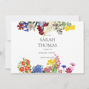 Wildflower Meadow Spring Floral Colorful Wedding Save The Date