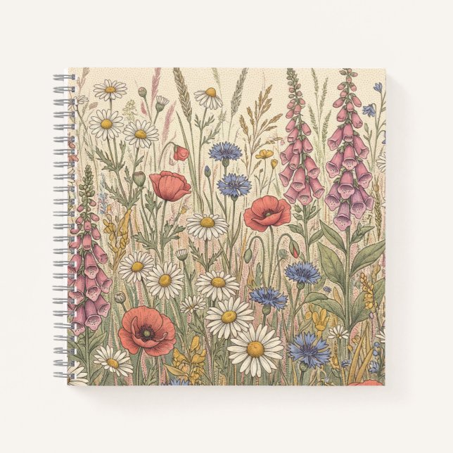 Wildflower Meadow Stipple Pattern Notebook (Front)