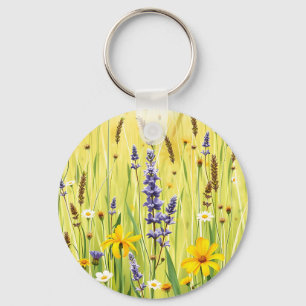 Wildflower Meadow Summer Pattern Key Ring