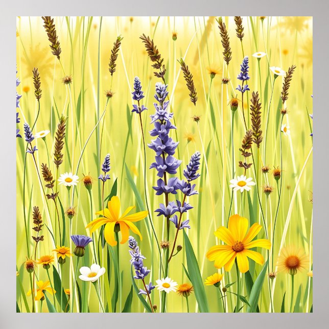 Wildflower Meadow Summer Pattern Poster (Front)