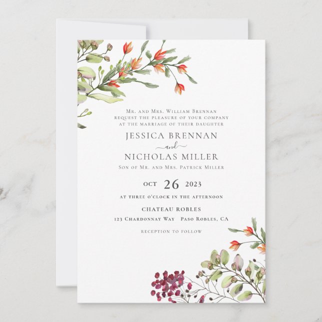 Wildflower Meadow Traditional Wedding Invitation  (Front)