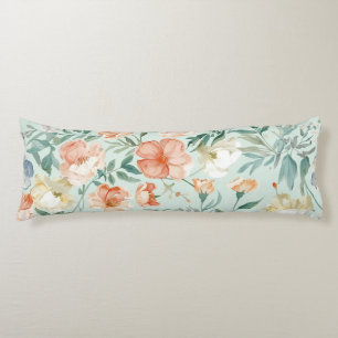Wildflower Meadow Watercolor Blue Floral Pattern Body Cushion