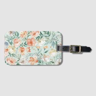 Wildflower Meadow Watercolor Blue Floral Pattern Luggage Tag