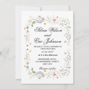 Wildflower Meadow Watercolor Floral Boho Invitation