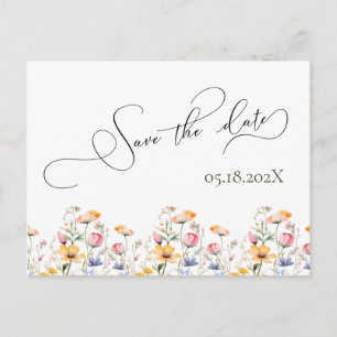 Wildflower Meadow Watercolor Save the Date Wedding Postcard