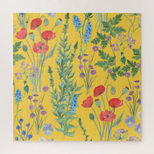 Wildflower Meadow: Watercolor Seamless Painting. Jigsaw Puzzle