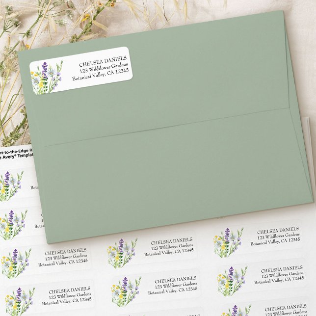 Wildflower Meadow Wedding Address Label (Return address labels with wildflowers for wedding invitations or any mail deserving nature's beauty)