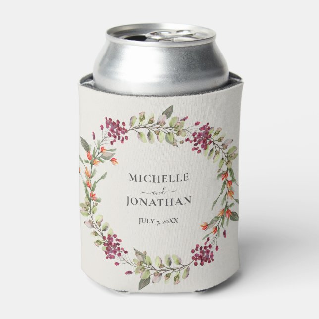 Wildflower Meadow Wedding Ecru Can Cooler (Can Front)
