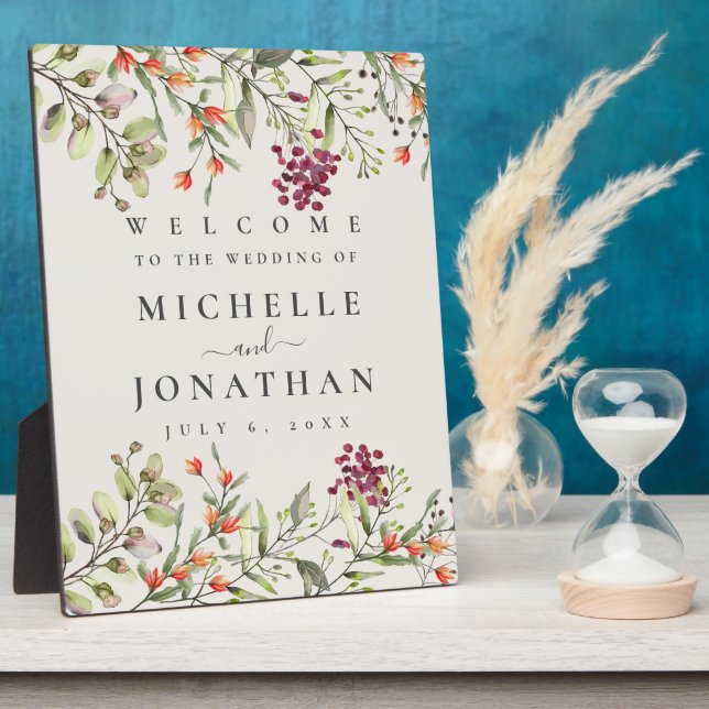 Wildflower Meadow Wedding Ecru Welcome Sign Plaque (Side)