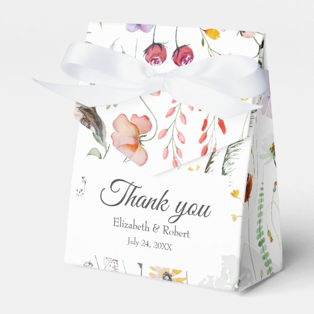 Wildflower Meadow Wedding Favour Bag Box (Front Side)