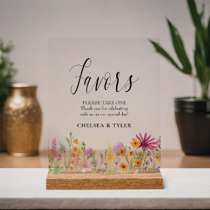 Wildflower Meadow Wedding Favour Table Acrylic Sign