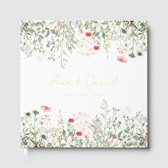 Wildflower Meadow Wedding Guest Book (Front)