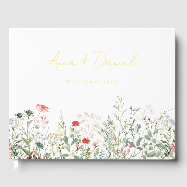 Wildflower Meadow Wedding Guest Book (Front)