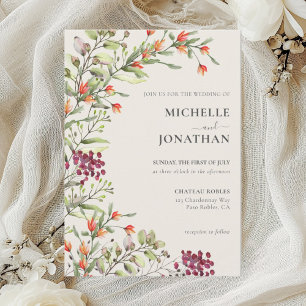 Wildflower Meadow Wedding Invitation - Ecru