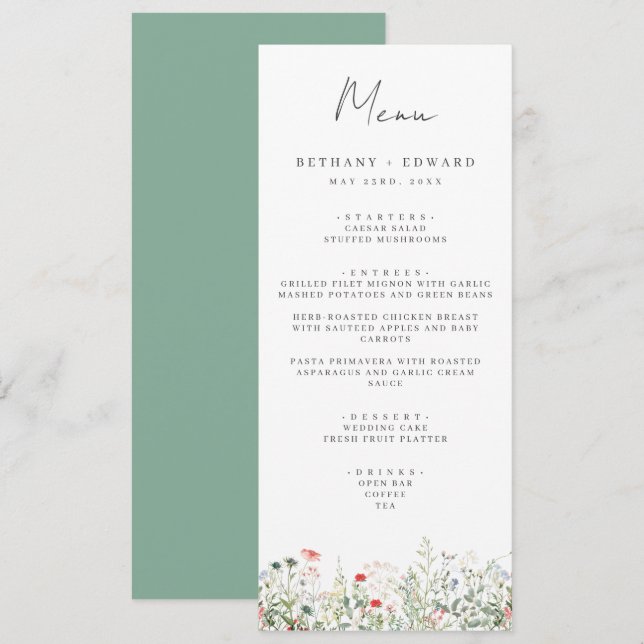 Wildflower Meadow Wedding Menu (Front/Back)