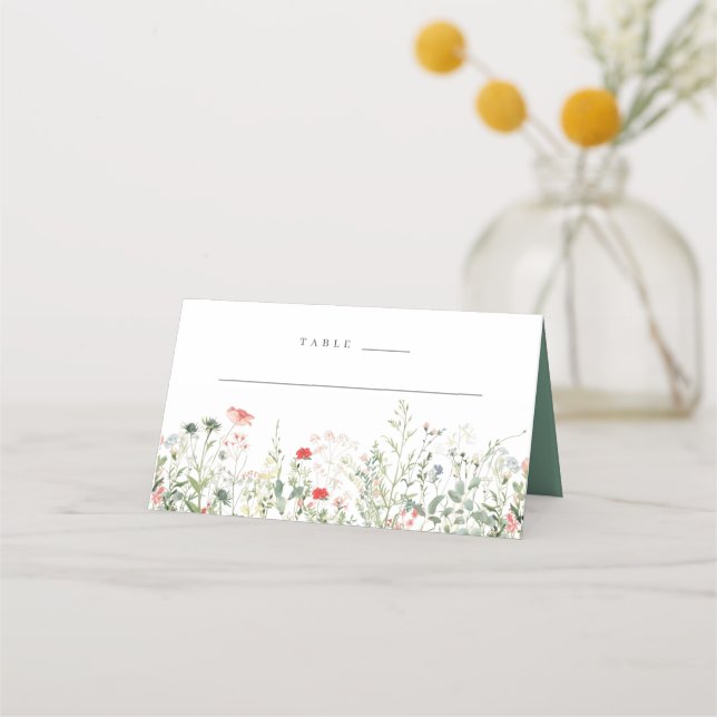 Wildflower Meadow Wedding Place Card (Front)