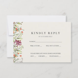Wildflower Meadow Wedding RSVP Card Ecru