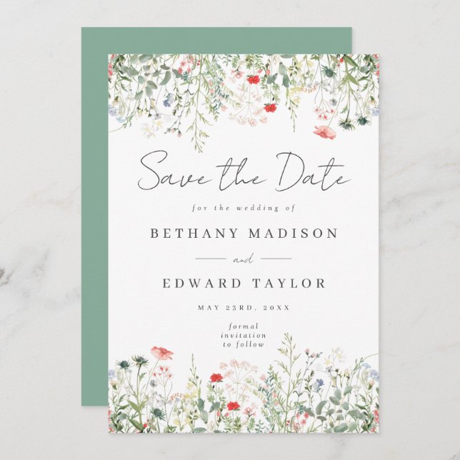 Wildflower Meadow Wedding Save The Date (Front/Back)