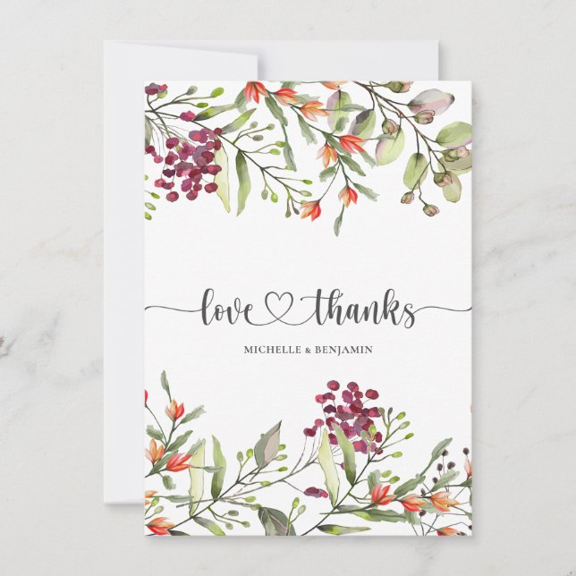 Wildflower Meadow Wedding Thank You Card (Front)