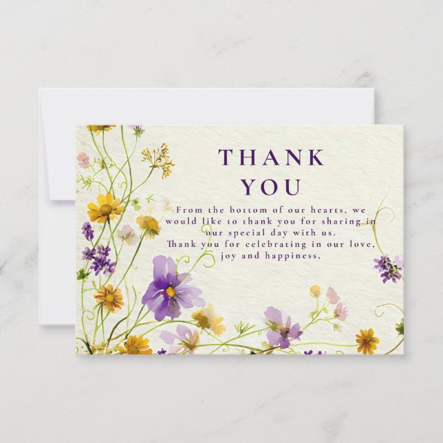 Wildflower Meadow Wedding Thank You Card (Front)