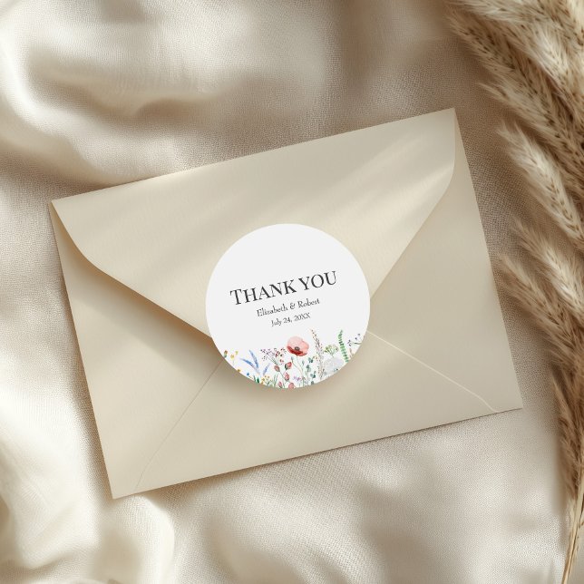 Wildflower Meadow Wedding Thank You Sticker (Wildflower Meadow Wedding Thank You Sticker on a wedding envelope)