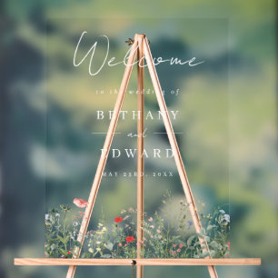 Wildflower Meadow Wedding Welcome Acrylic Sign