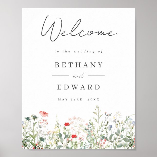 Wildflower Meadow Wedding Welcome Poster (Front)