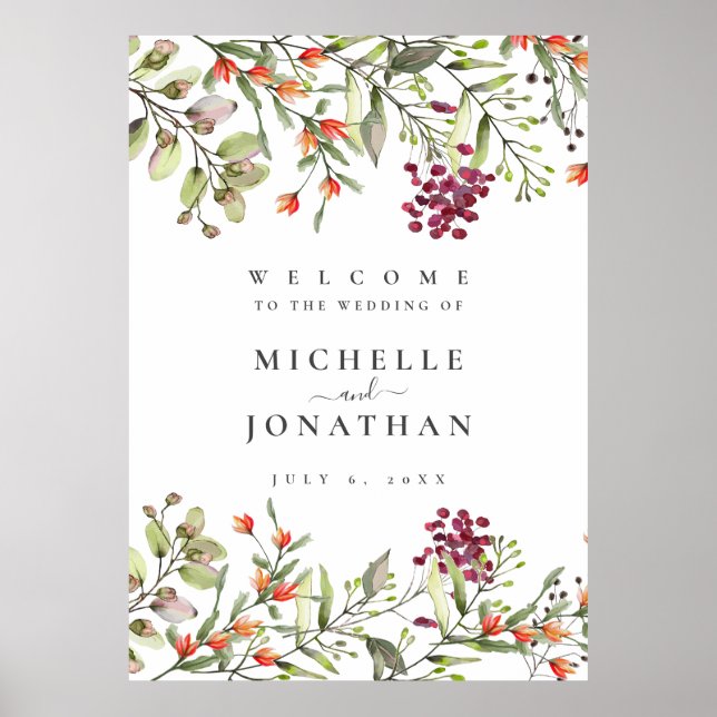 Wildflower Meadow Wedding Welcome Sign (Front)