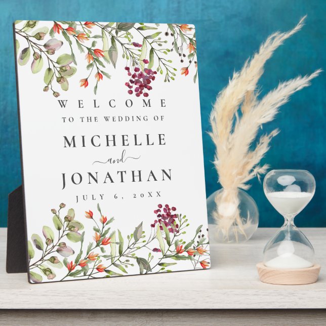 Wildflower Meadow Wedding Welcome Sign Plaque (Side)