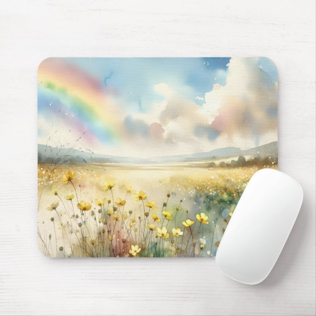 Wildflower Meadow With a Rainbow Mouse Mat (With Mouse)