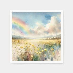 Wildflower Meadow With a Rainbow Napkin