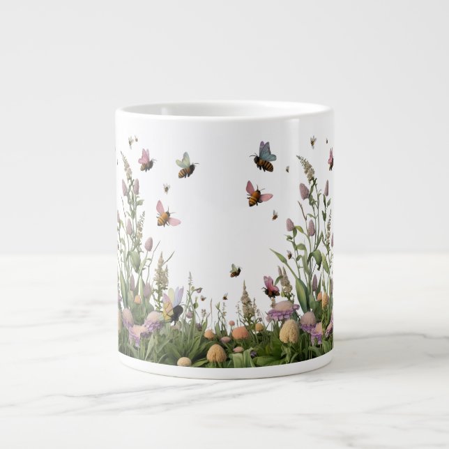 Wildflower Meadow with Bees – Speciality Jumbo Mug (Front)