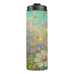 Wildflower Meadow with Glowing Dragonflies Thermal Tumbler