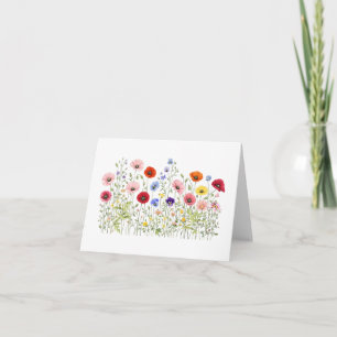 Wildflower Meadow with natural watercolor blooms Thank You Card