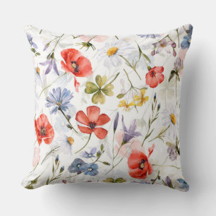 WIldflower Meadow With Poppies Cushion